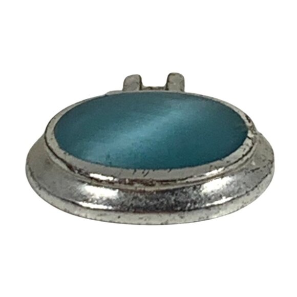 SU 925 Sterling Silver w/ Cats Eye or Chalcedony Inlay Oval Pendant Charm ONLY - Picture 2 of 8